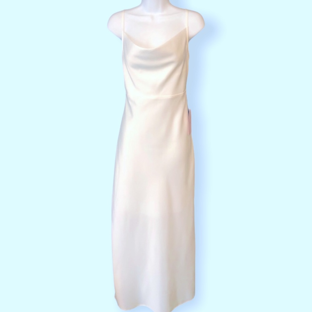 🎉HP🎉 New BHLDN Cali Satin 2 / XS Ivory Charmeuse Slip Wedding Midi Dress - Picture 8 of 8